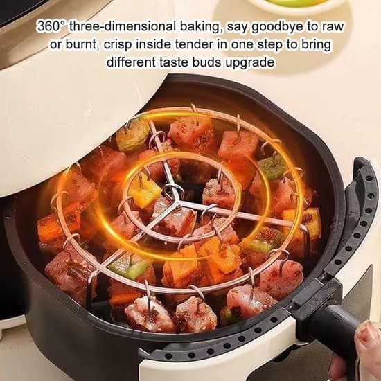 24-dele metalspydstativ, rustfrit stål, til airfryer og ovn