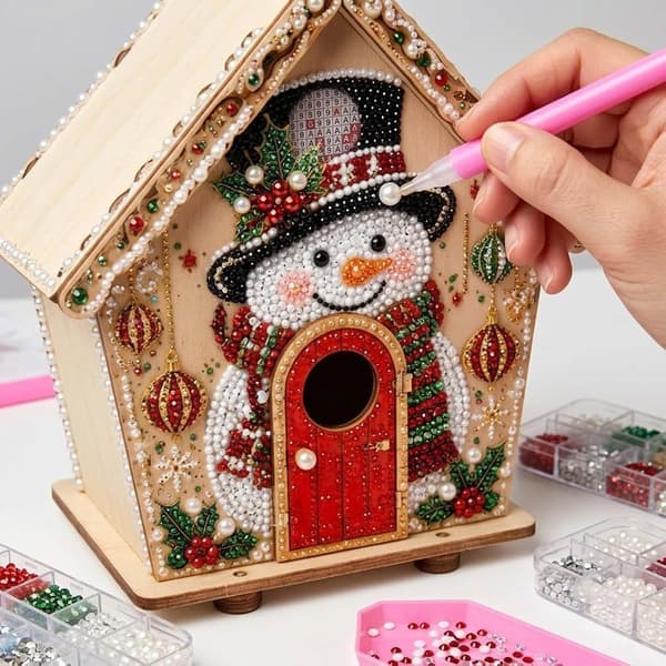DIY 3D Diamantkunst Julehus Sæt Julepynt Håndværk til Voksne Pyrenk DIY 3D