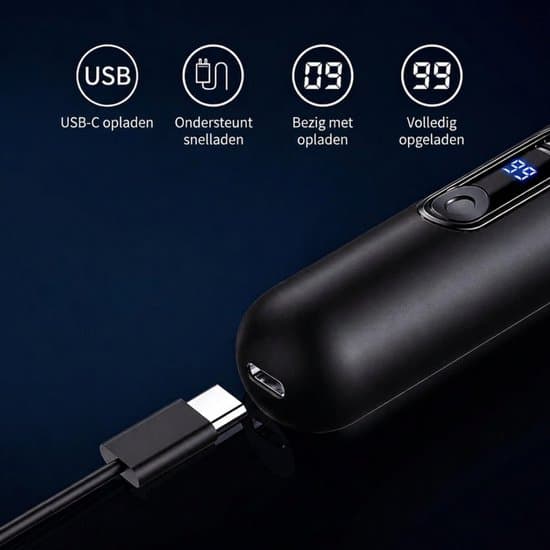 Elektrisk næsehårstrimmer ørehår USB genopladelig sort
