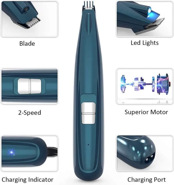 USB oppladbar kjæledyrklipper med LED-lys Pet Clipper with