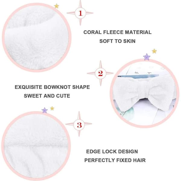 Makeup-hårbånd 3-pak koralfleece elastisk til ansigtsvask spa yoga sport