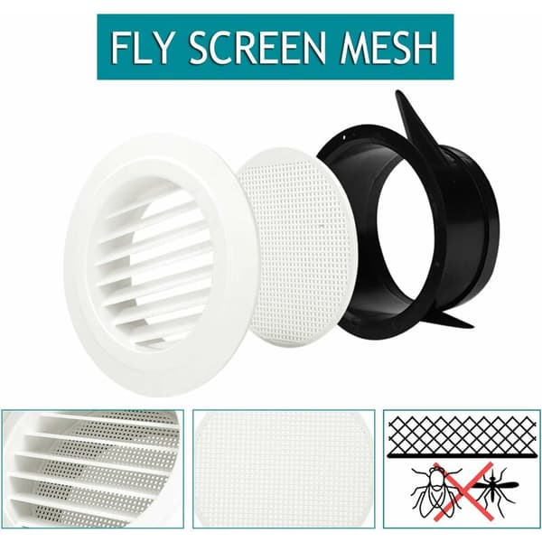 4st ABS Rund Ventilationsgaller Ø100mm Insektsnät Avtagbart Lock Vägg Tak