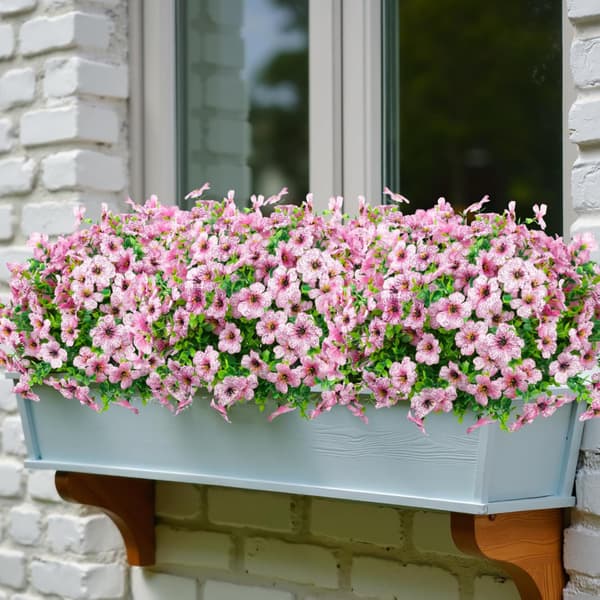 24 stk. kunstige udendørs blomster, lyserøde, til boligindretning 24 pcs