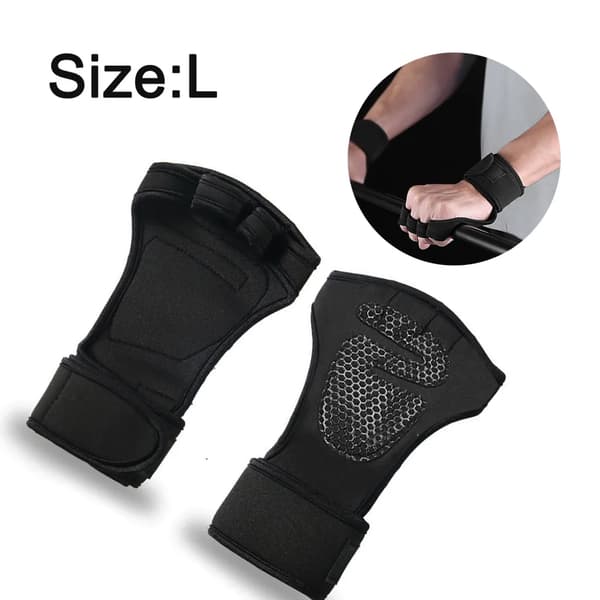 Gymhandskar Handledsstöd Svart Storlek L Polyester Silikongrepp Tyngdlyftning