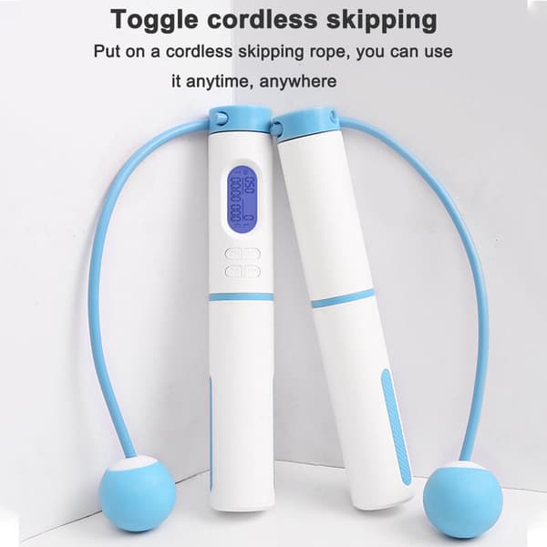 Hopprep Digital Räknare Hastighetsrep PVC-belagd Ståltråd Kullager Grepp Kalorier Blå 1 Set