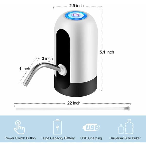USB elektrisk vattenpump automatisk dispenser för 3-5 gallon flaskor bärbar för camping 1 st