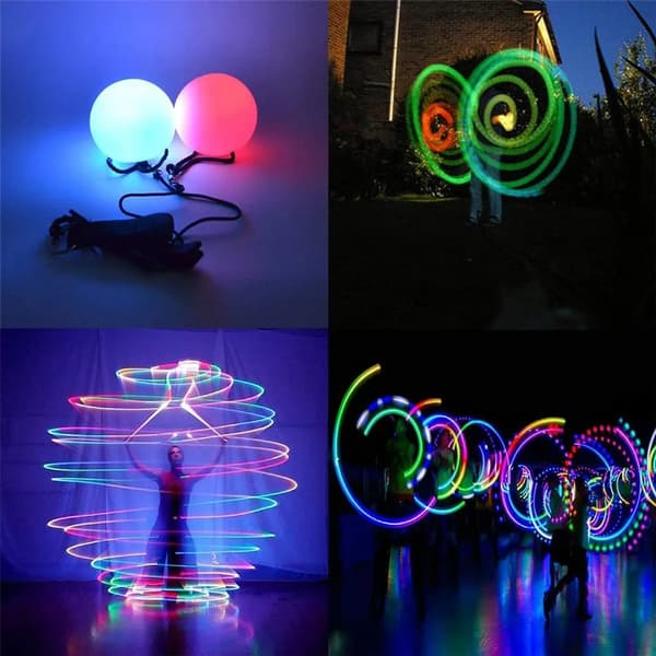 2 stk. LED Glow Sticks PVC Regnbuefarvecyklus ~8cm Reb Spin Greb Fest Jubel