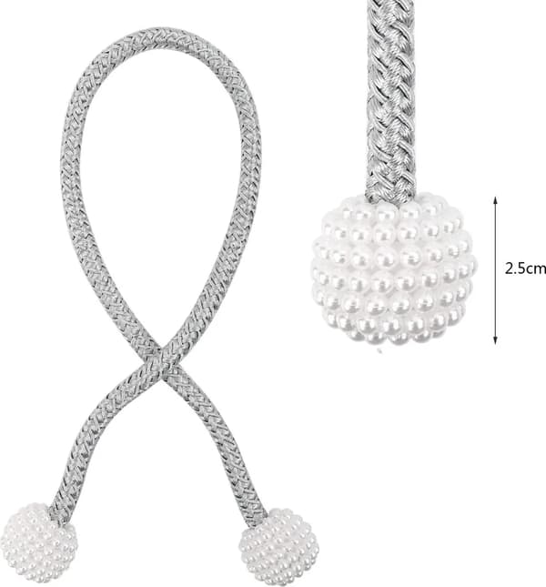 Magnetisk gardinspænde (2-pak), elegant perledesign, velegnet til boligtekstiler