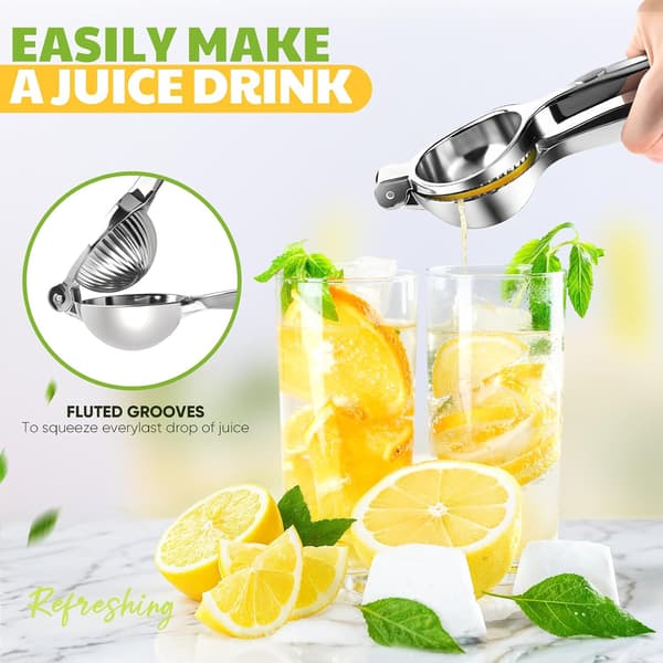 Stor 304 rustfri stål citronpresser, kraftig manuel citrus håndpresse til citroner og limefrugter Large