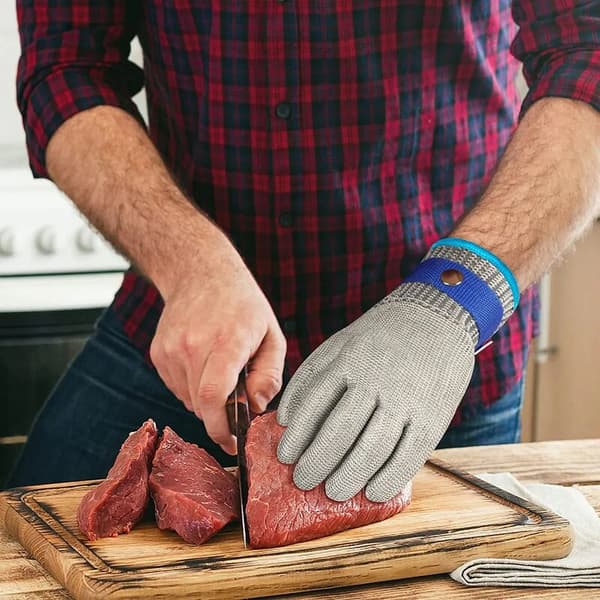 Nivå 5 Skärbeständiga Kedjenätshandskar Kök Mandolin Köttskärning Nylonfoder Storlek L 2st