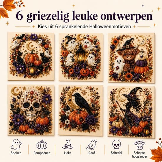 Halloween Diamond Painting Kit med Ram DIY Hantverksdekoration