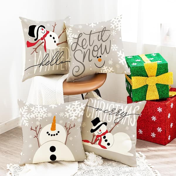 Julepynt Indendørs Julepudebetræk 45 x 45 cm Sæt med 4 Christmas Decoration Indoor