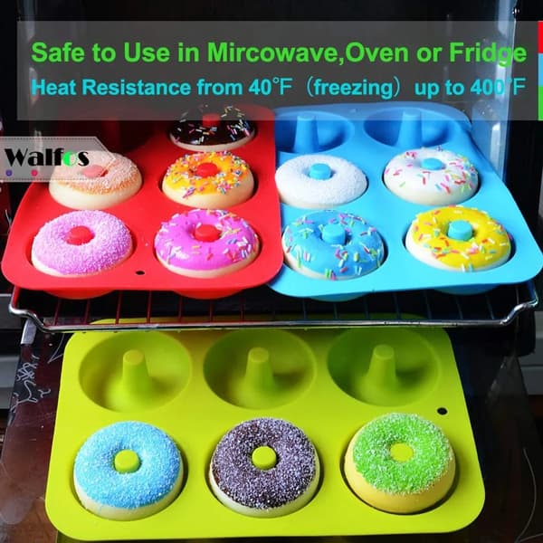 Silikone Donutforme 2-pak Nonstick Varmebestandig Ovn Bagekage Brød Pink Grøn