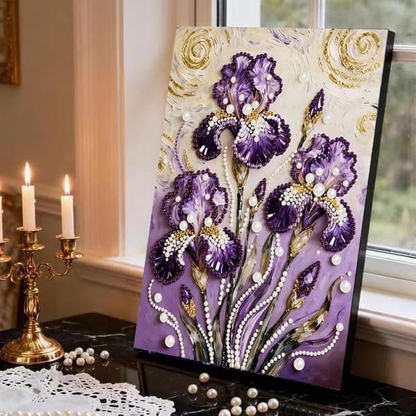 2-pak blomstret perle-diamantkunst-sæt 12 x 16 tommer DIY-håndværk til voksne 2 件装成人花卉钻石艺术珍珠绘画套装(30.48 ×
