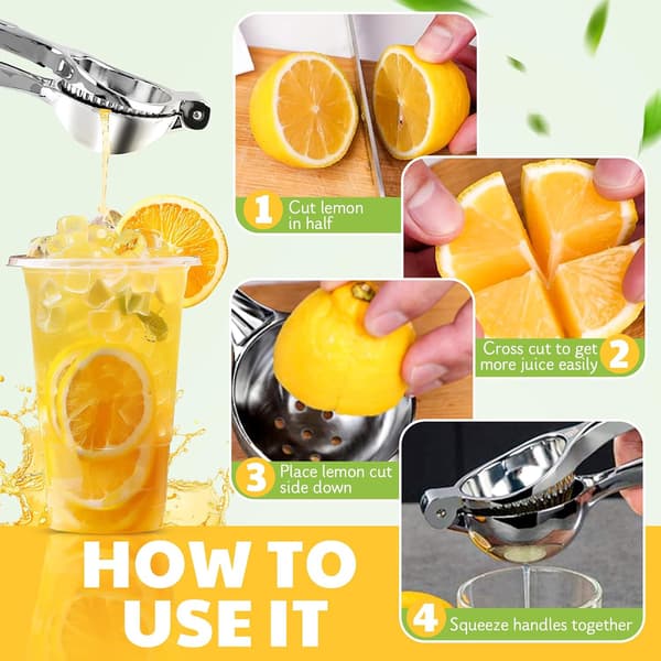 Stor 304 rustfri stål citronpresser, kraftig manuel citrus håndpresse til citroner og limefrugter Large