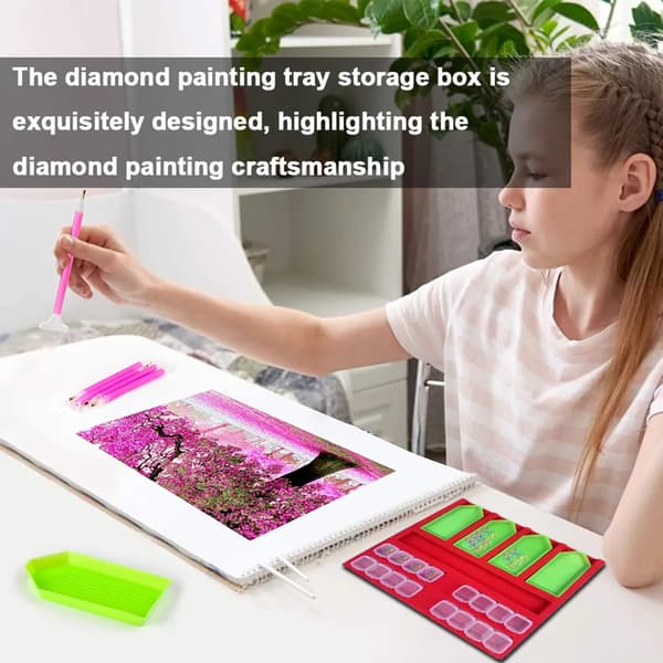 Timanttimaalaustarvikkeiden säilytyslaatikko DIY-taidekäsityötarvikkeille (punainen, tyyli 2)