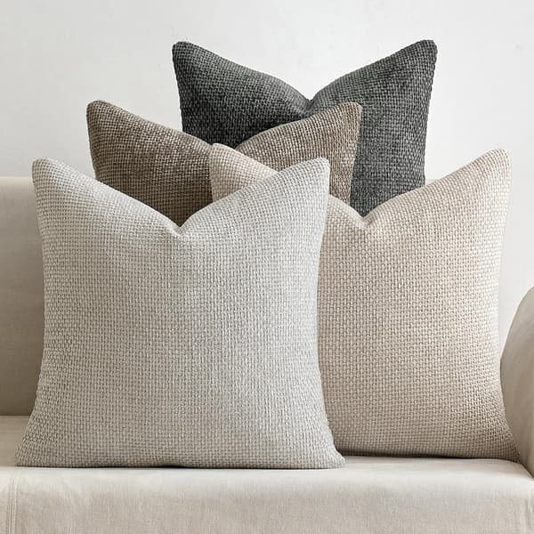 Sett med 4 45 x 45 cm grå chenille putetrekk Set of 4