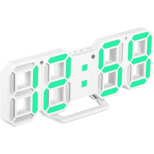 3D LED Digital Väckarklocka 3 Ljusstyrkor Snooze Temp Display Grön 24x9.4cm USB Ström Sovrum 1 Set