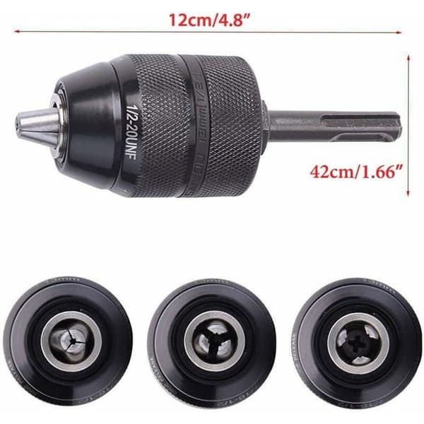 SDS Plus snabbkopplingschuckadapter 2-13 mm kapacitet 1/2-20UNF metall för slagborrmaskiner