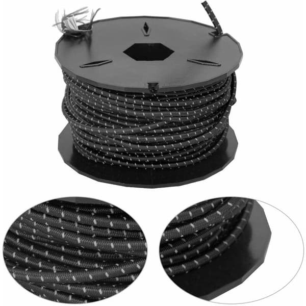 Utomhus Svart Reflekterande Elastisk Tältlina Flätad Nylon Latexkärna Cirka 15m
