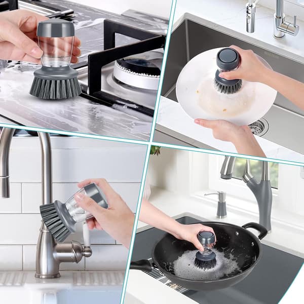Köksdiskborste med stadiga borst och hållare för diskho, grytor, stekpannor och disk Dish Brush, Dish