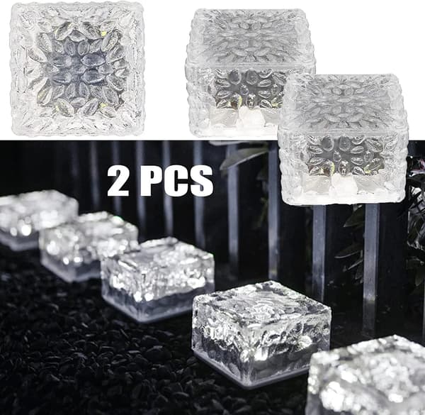 Solcellsdrivna isbitsmarklampor 2-pack 4LED Kallvit Sensor IP44 Trädgårdsgångdekoration