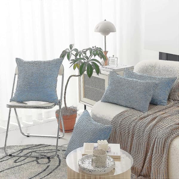 Svankuddöverdrag 12x20 tum 2-pack, randiga manchester rektangulära kuddfodral för soffa inredning Lumbar Pillow Cover
