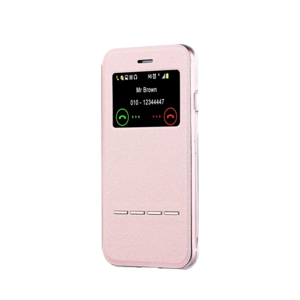 Fodral med Call-ID & Svara funktion- iPhone 7/8/SE Rosa