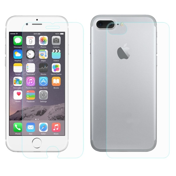iPhone 7 / 8 Plus - Stöttåligt glas skärmskydd + glas baksida Transparent