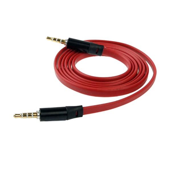 Trasselfri platt 3.5mm AUX-kabel/ljudkabel 120cm Röd