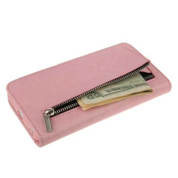 Plånbok med ytterfack & magnetskal till iPhone 6 Plus Rosa