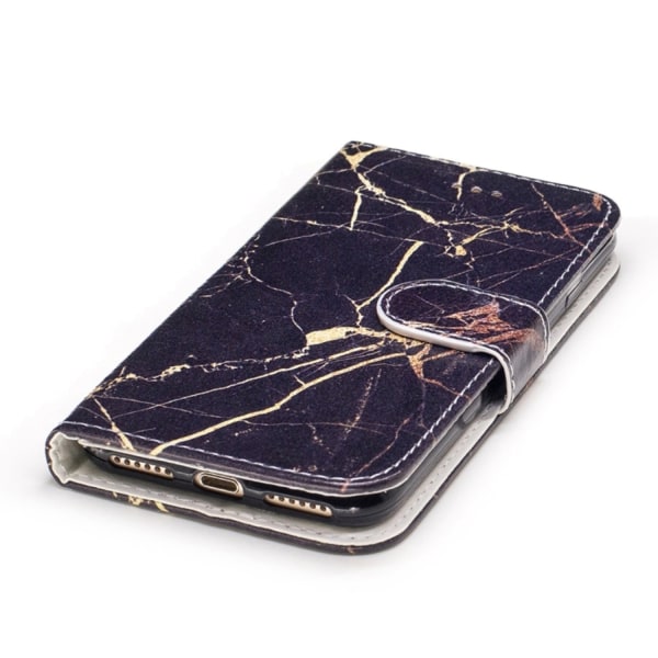 Plånbok med marmor-mönster till iPhone 7/8/SE Svart