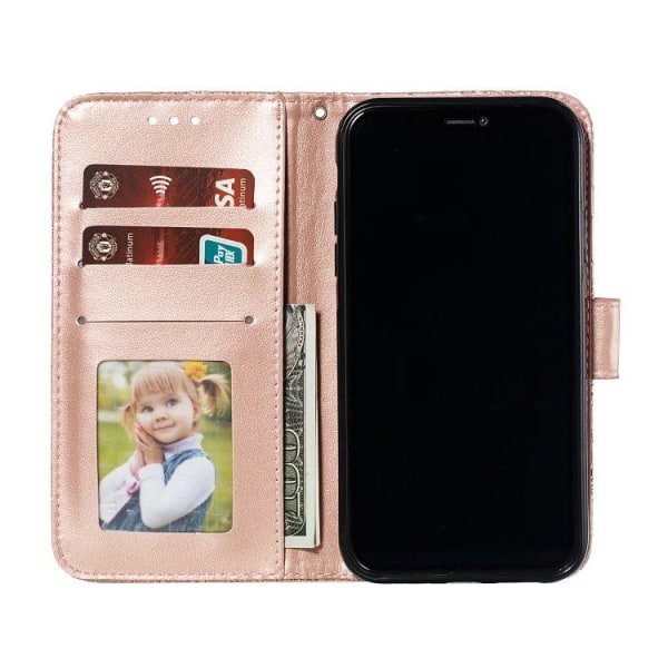 Mönstrad rosa plånbok för iPhone 21 Rosa