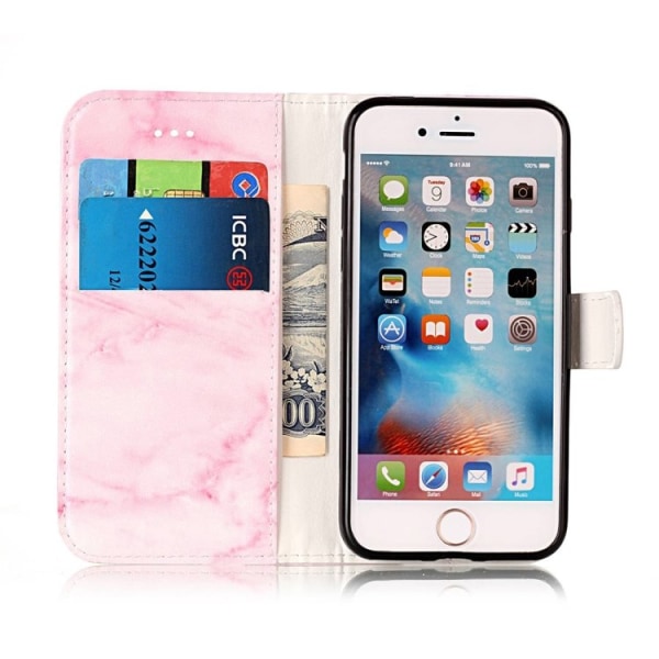 Plånbok med marmor-mönster till iPhone 7/8/SE Rosa