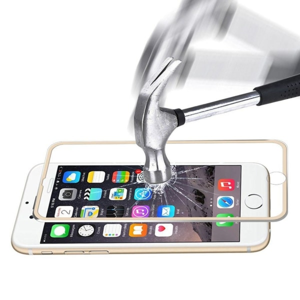 Heltäckande stöttålig glas med metallkant iPhone 7/8/SE 2020 Guld