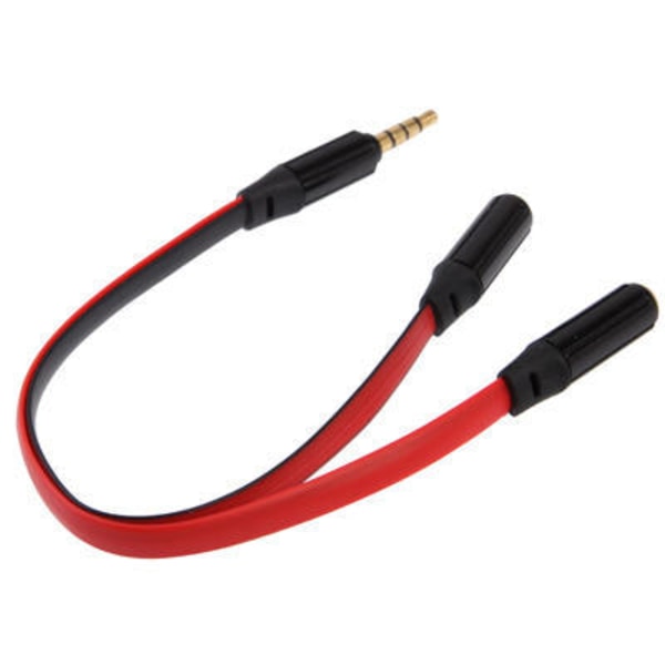Splitter kabel till hörlurar 20cm Röd