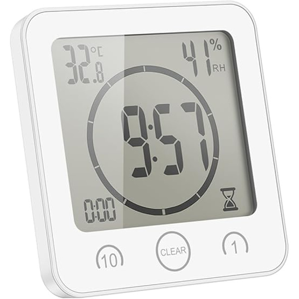 1 vit duschklocka vattentät, LCD digital duschklocka timer