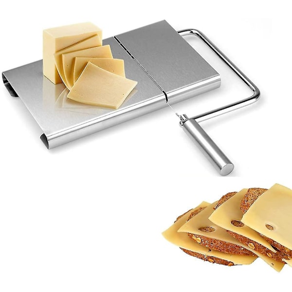 Ostehøvel med ståltråd i rustfritt stål for hard og halvhard ost - Grønnsakskutter - Serveringsbrett for smørskjæring (rustfritt stål)
