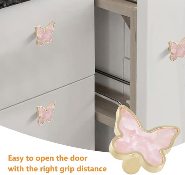 Decorative Butterfly Kitchen Cabinet Knobs, 6-Pack Creative Dresser Drawer Handles Furniture Cabinet Handles