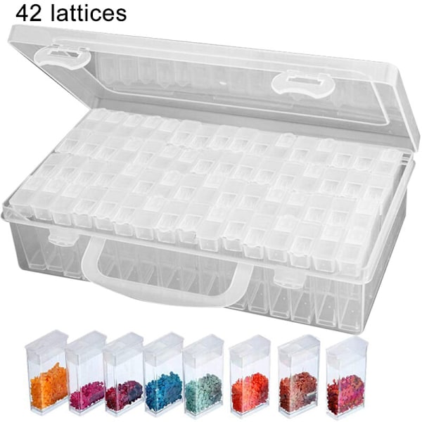 42 ruudullinen läpinäkyvä laatikko DIY käsintehty helmi-timanttimaalaus lasivarastolaatikko riisihelmilaatikko kynsikoristeiden tarvikelatikko