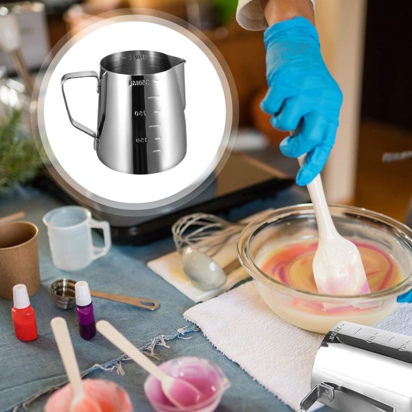 Vaxsmältgryde Lysglas i Rustfrit Stål til Lysfremstilling Beholder Smeltevoks DIY Lysfremstilling og Sæbefremstilling (350 ml)