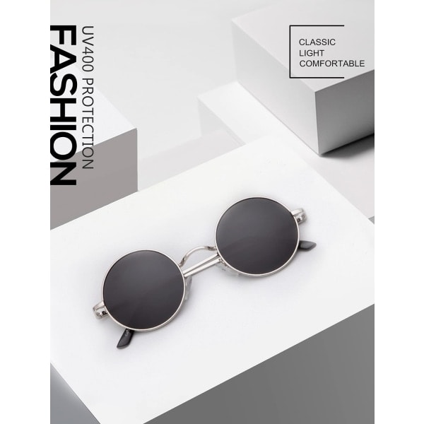 John Lennon-glasögon för män, runda solglasögon, polariserade, cirkelformade