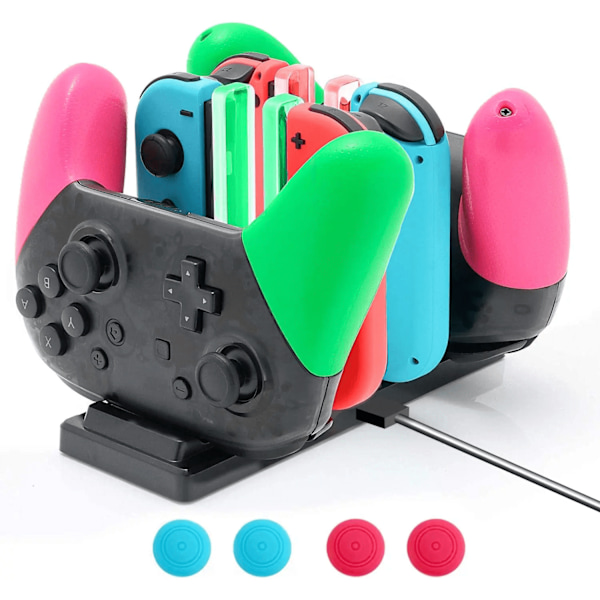 Lataustelakka Nintendo Switch Joypad -ohjaimille ja Pro-ohjaimille LED-valoilla