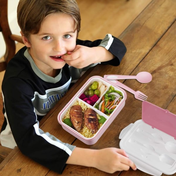 Bento Lunchbox - 3-facks Lunchbox - Mikrovågsugn/Frys Lunchbox för Vuxna och Barn (Rosa) blue