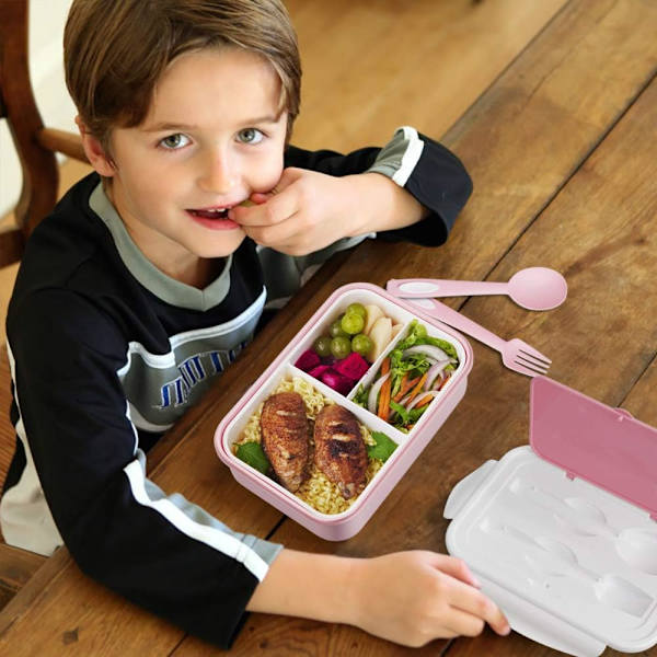 Bento Matboks - 3-roms Matboks - Mikrobølgeovn/Fryser Matboks for Voksne og Barn (rosa) blue