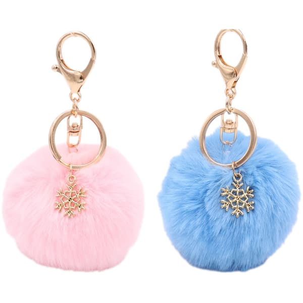 Sød Pompom-taske tilbehør med nøglering - Sød rund fluffy