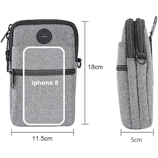 Herr axelväska, stöldskyddad axelväska med flera fack, liten väska, vattentät herr axelväska, crossbody bröstväska för resor, cykling, vandring Grey