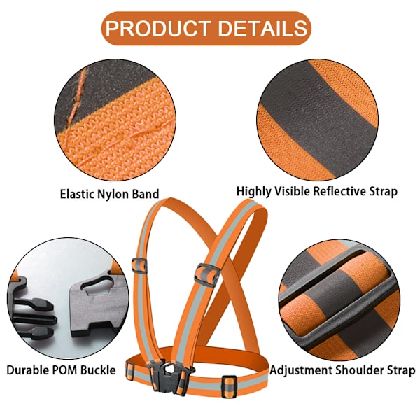 Reflekterende Elastisk Båndsett Refleksjakke Refleksvest orange