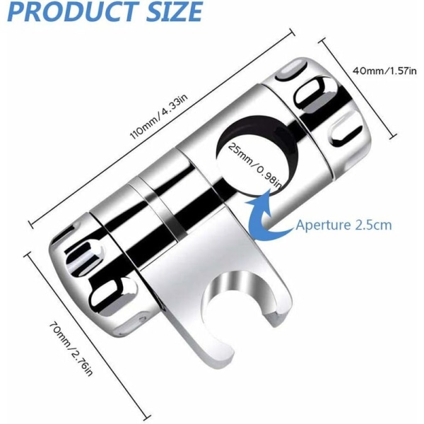 Duschfäste, Justerbar Väggstång Duschfäste, Handduschfäste Utbytbar Duschmunstycke 25 mm Diameter Justerbar ABS Krom