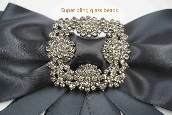 Sorte båndbroscher til kvinder rhinestone krystal rosetbroche